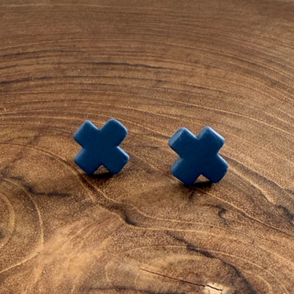 Tide + Form Cobalt Cross Porcelain Studs