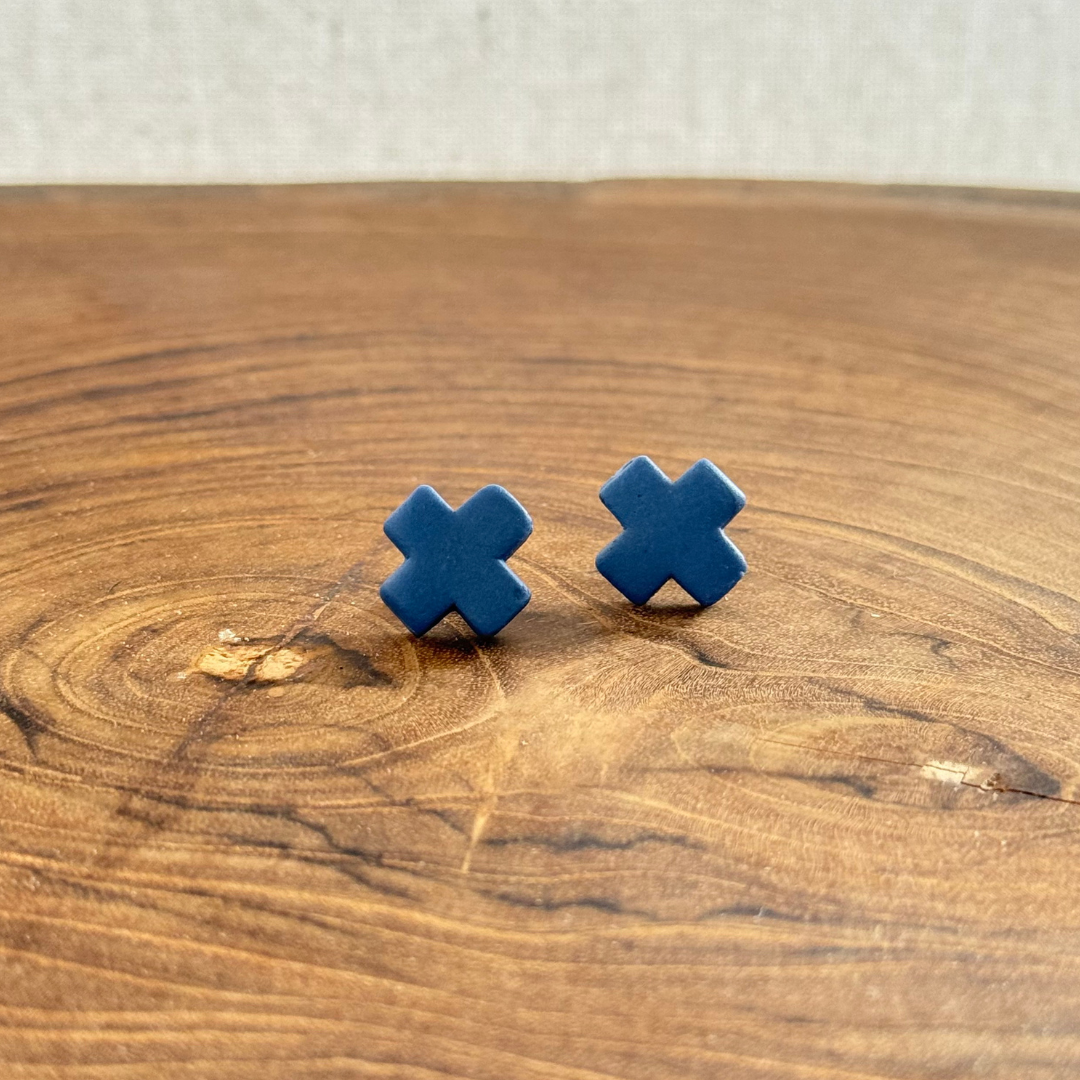 Tide + Form Cobalt Cross Porcelain Studs