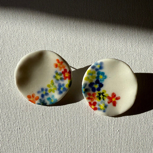 Ceramic Jewellery, earrings, porcelain studs, studs, large studs, stud earrings elegant earrings. One of a kind earrings. Bridal earrings.
