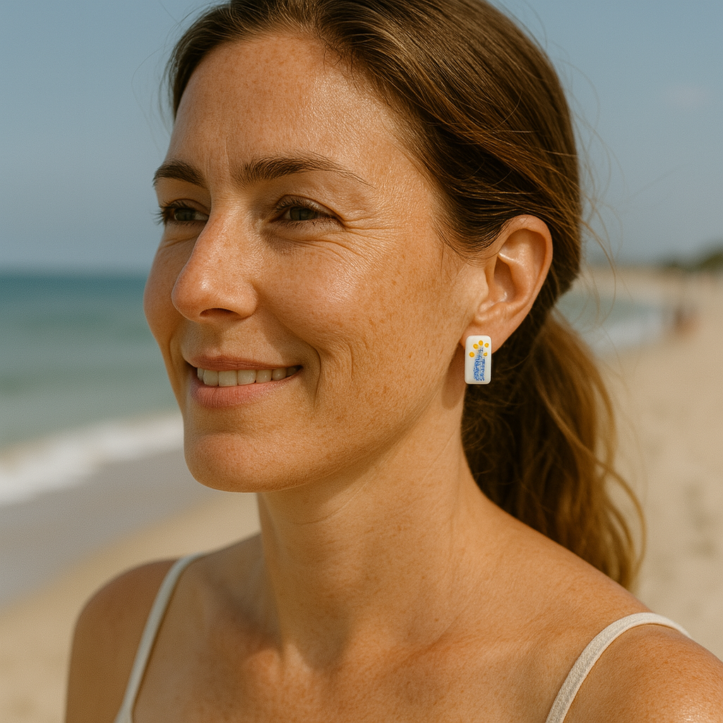 Billy Buttons in Bloom Pocelain Earrings