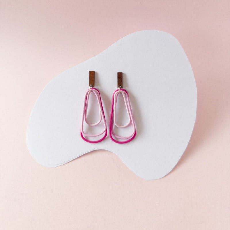 Ocean Flow: Monochrome Pink Polymer Clay Dangle Earrings