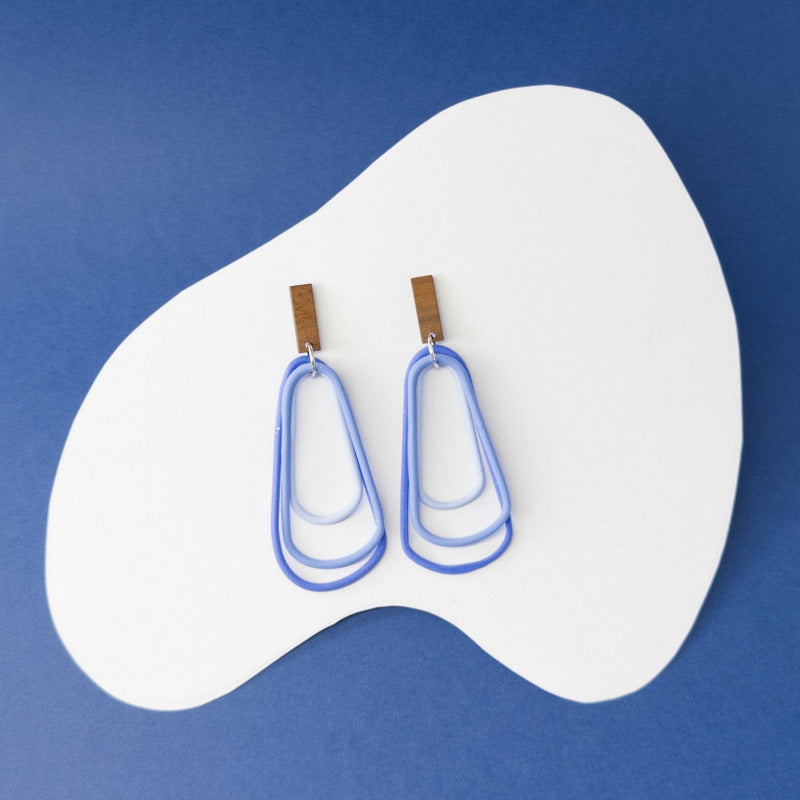 Ocean Flow: Monochrome Blue Polymer Clay Dangle Earrings