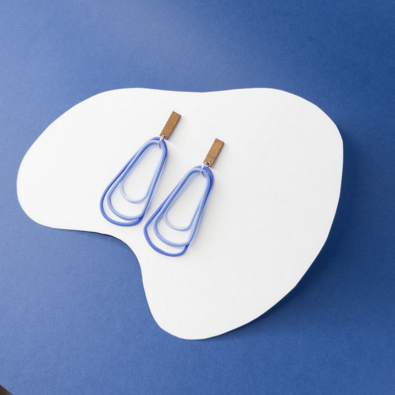 Ocean Flow: Monochrome Blue Polymer Clay Dangle Earrings