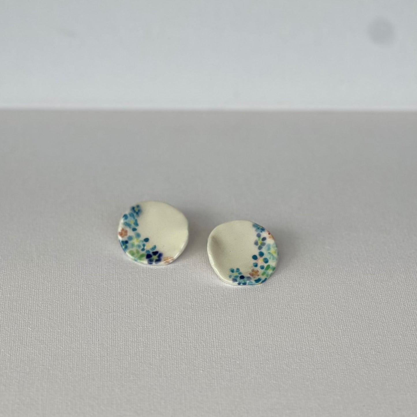Large Porcelain Handpainted Stud Earrings