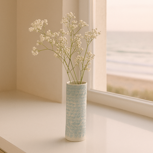 Porcelain vase baby blue vase, beach homewares