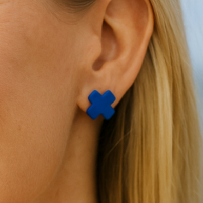 Tide + Form Cobalt Cross Porcelain Studs