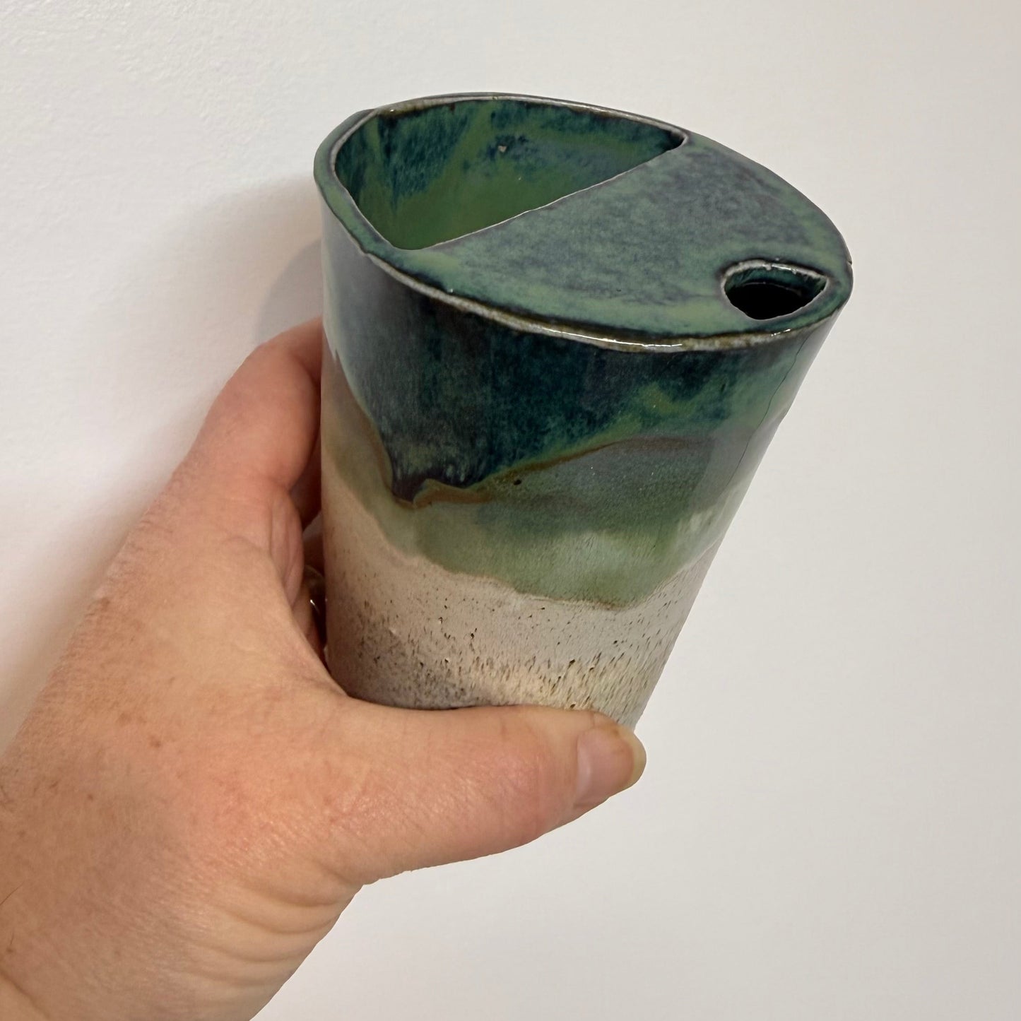 One of a Kind Large Winter Ocean Stoneware Sip Cup