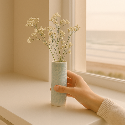 Porcelain Baby Blue Coral Vase