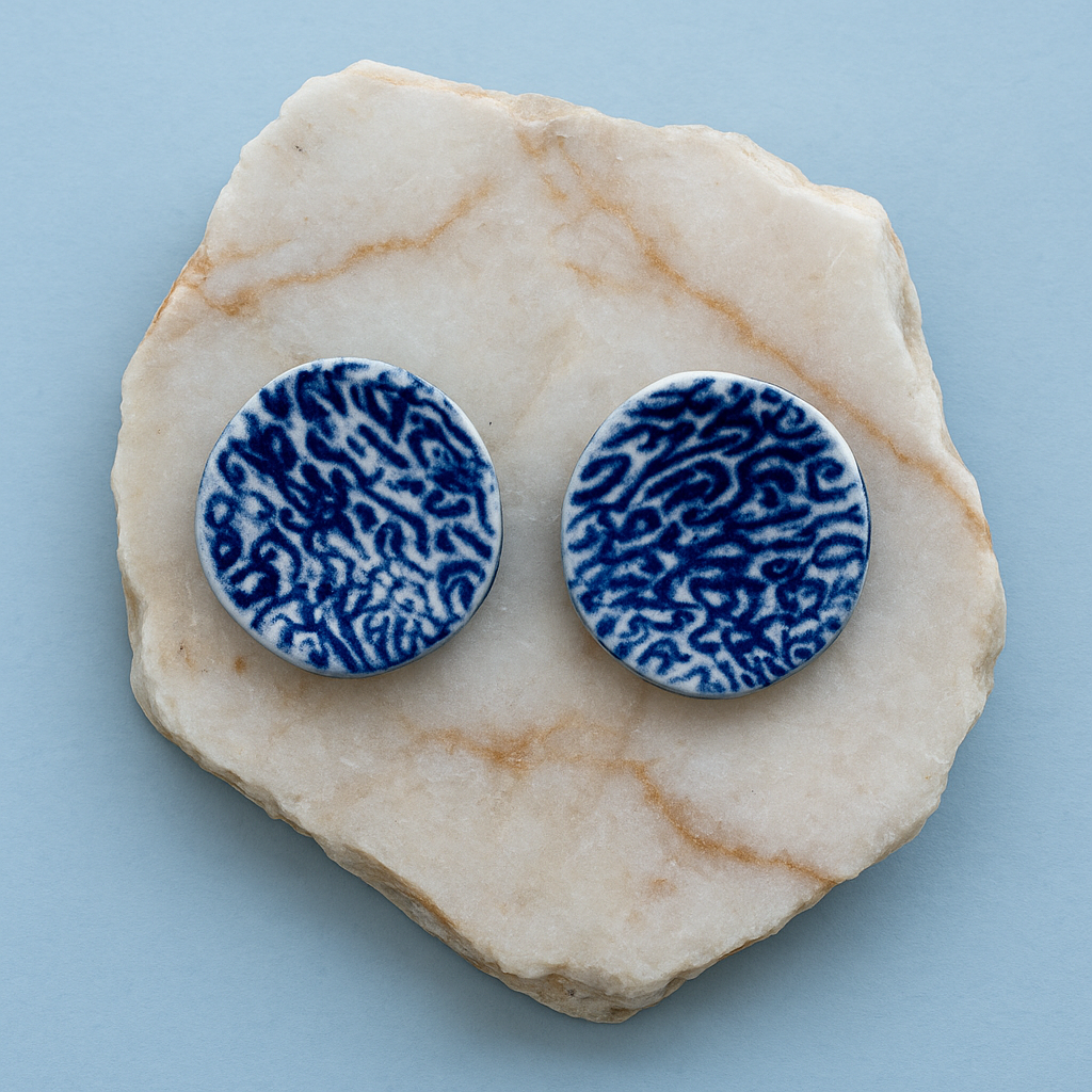 Large Porcelain Handpainted Stud Earrings