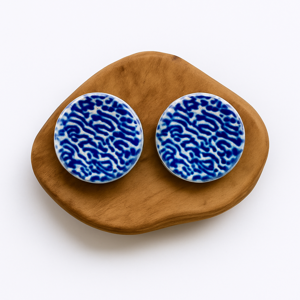 Large Porcelain Handpainted Stud Earrings