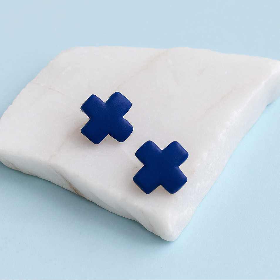 Tide + Form Cobalt Cross Porcelain Studs