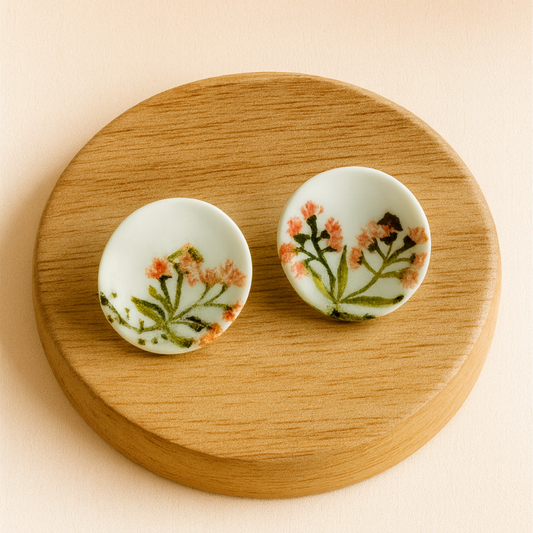 Australian gumnut design porcelain earrings – large round stud