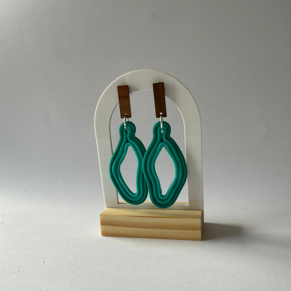 Waveform Polymer Clay Earrings – Teal Tide