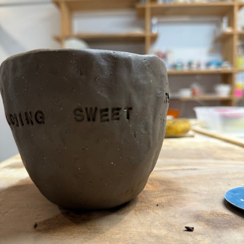 Large ceramic coffee mug for Dad, custom made from rich dark clay