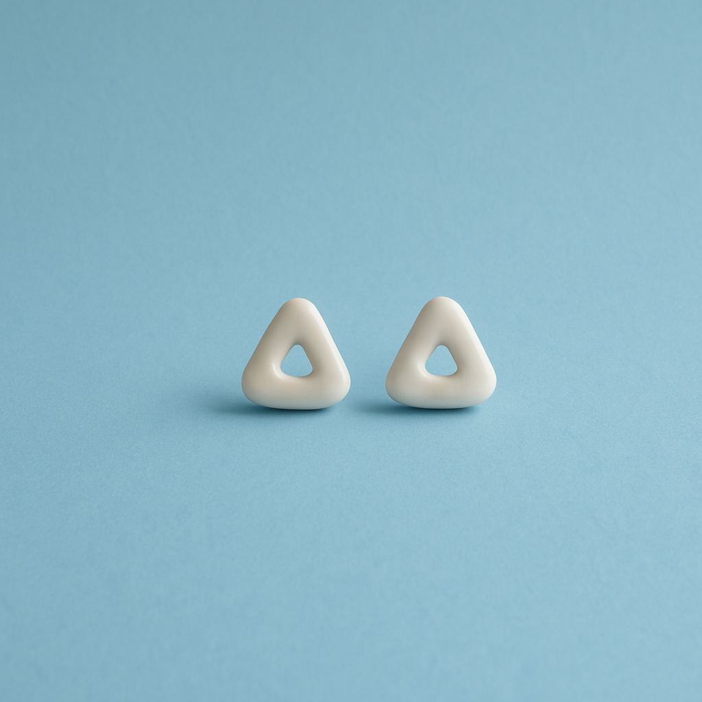 Handcrafted porcelain triangle earrings – Fields and Seas