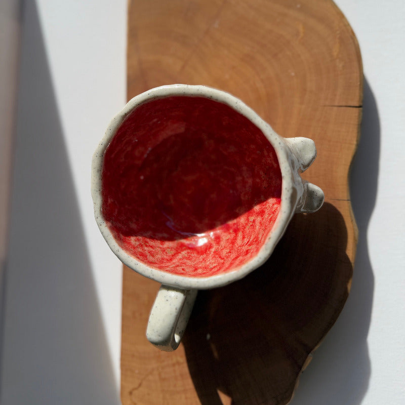 Handmade ceramic boobie cup with a natural glaze, designed in collaboration with Tash Robinson – 20% of sales donated to the Jane McGrath Foundation