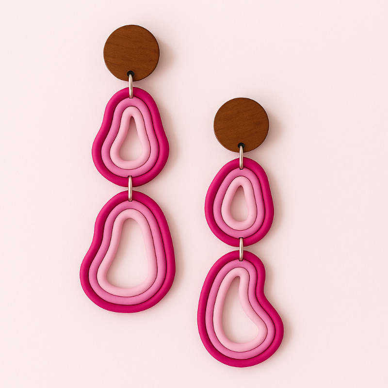 Tidal Bloom Dangle Earrings in Monochromatic Pink