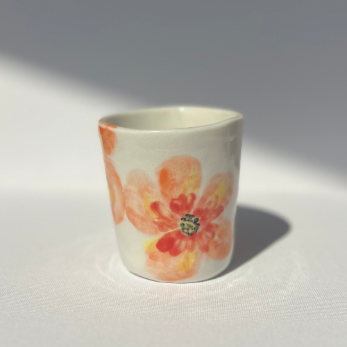 Porcelain cup, handpainted porcelain cup, ceramic cup, wine cup, tea cup.