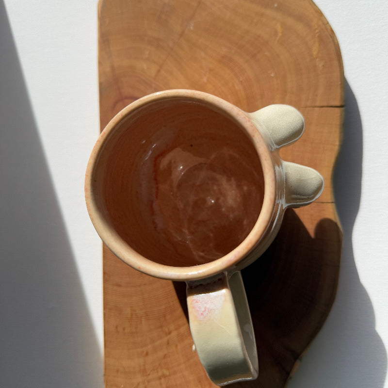 Handmade ceramic boobie cup with a natural glaze, designed in collaboration with Tash Robinson – 20% of sales donated to the Jane McGrath Foundation