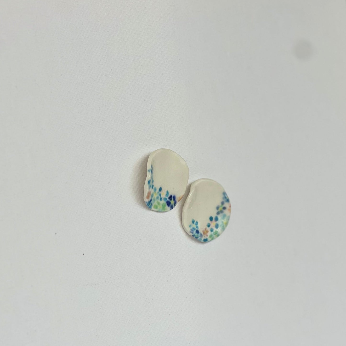 Large Porcelain Handpainted Stud Earrings