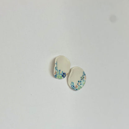 Large Porcelain Handpainted Stud Earrings