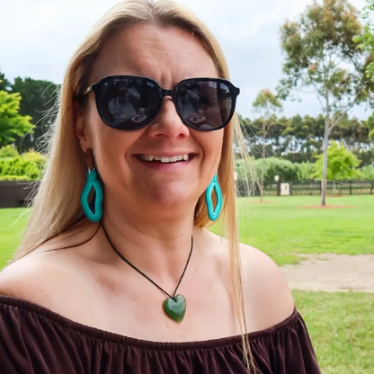 Waveform Polymer Clay Earrings – Teal Tide