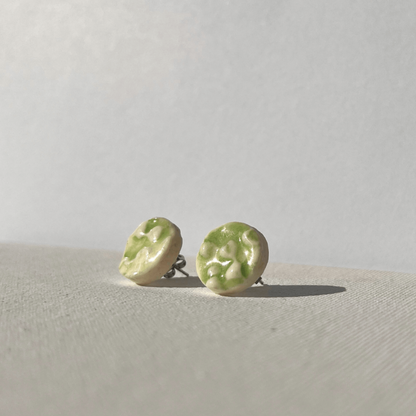 Porcelain earrings, green porcelain earrings. Stud earrings.