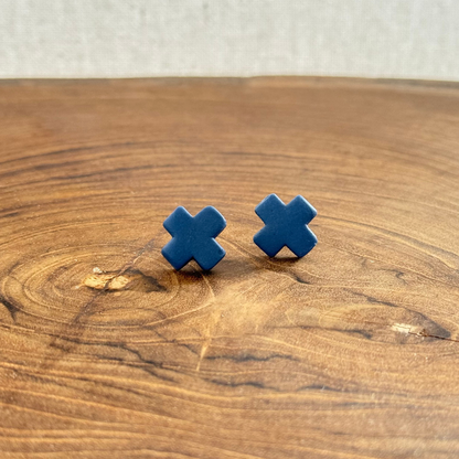 Tide + Form  Cobalt Cross Porcelain Studs