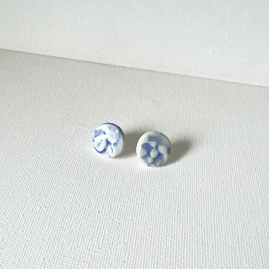 Porcelain earrings,blue porcelain earrings. Stud earrings.