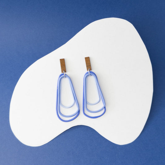 Ocean Flow: Monochrome Blue Polymer Clay Dangle Earrings
