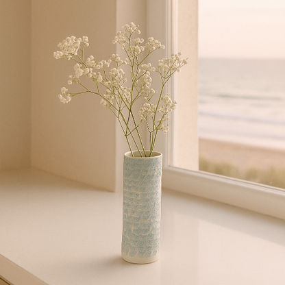 Porcelain vase baby blue vase, beach homewares