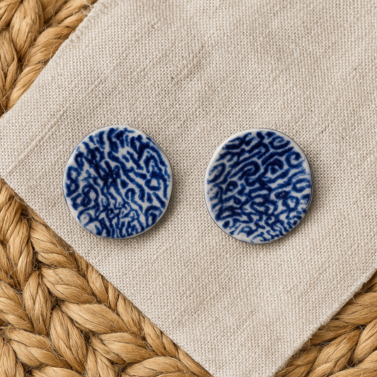 Large Porcelain Handpainted Stud Earrings