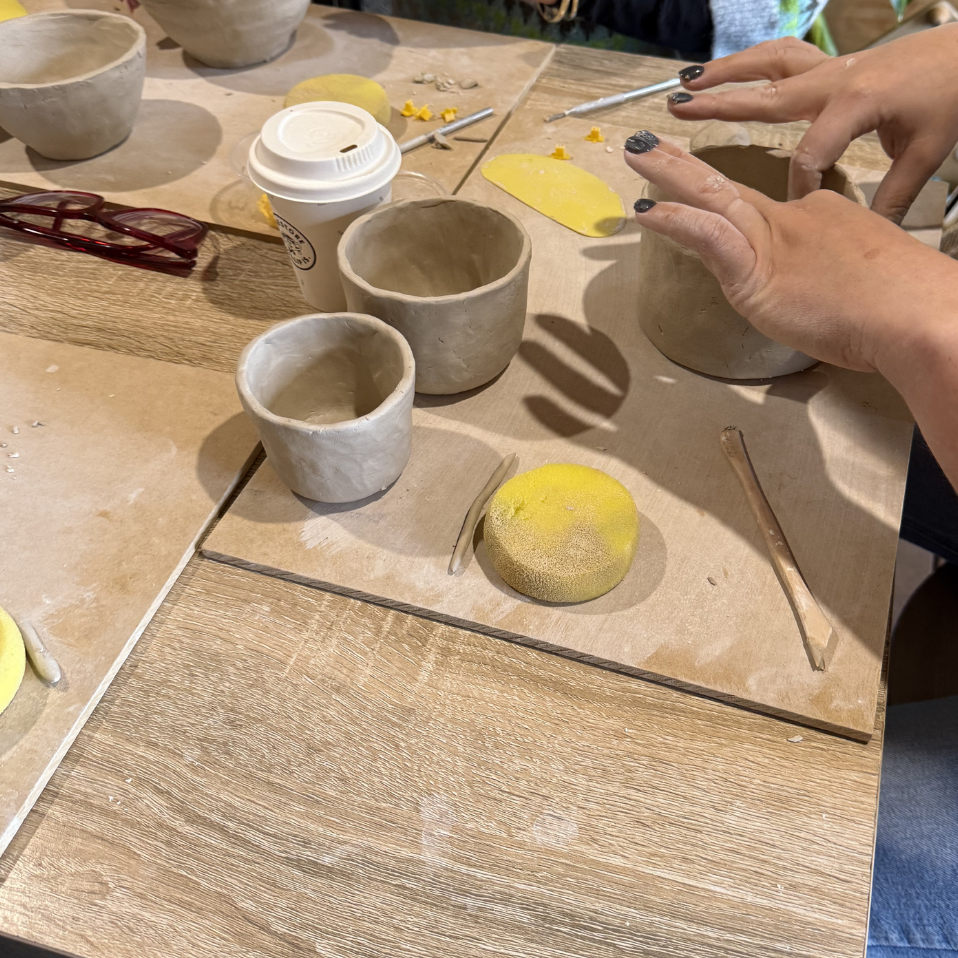 Handmade ceramic planter with macramé hanger created at Fields and Seas clay workshop in Ventnor, Phillip Island
