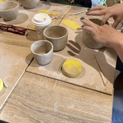 Handmade ceramic planter with macramé hanger created at Fields and Seas clay workshop in Ventnor, Phillip Island