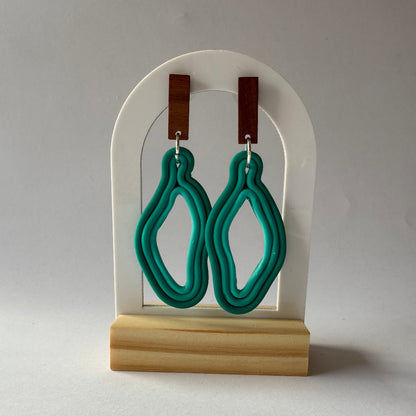 Waveform Polymer Clay Earrings – Teal Tide
