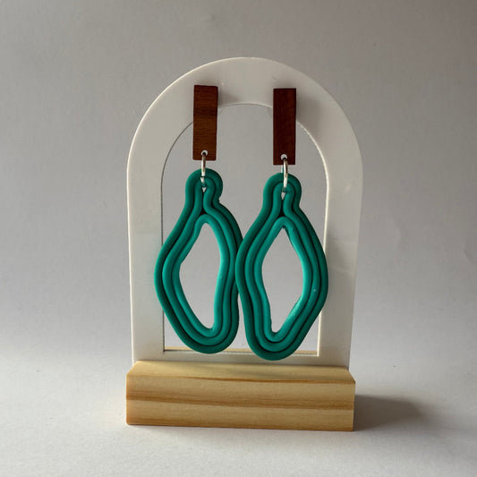 Waveform Polymer Clay Earrings – Teal Tide