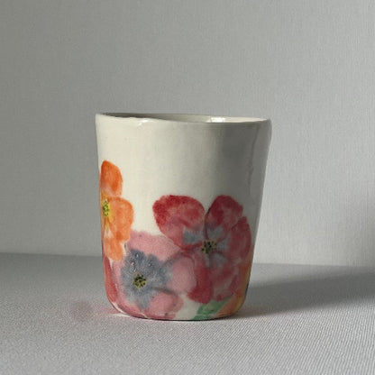 Porcelain cup, handpainted porcelain cup, ceramic cup, wine cup, tea cup. message cup, kind words cup. 