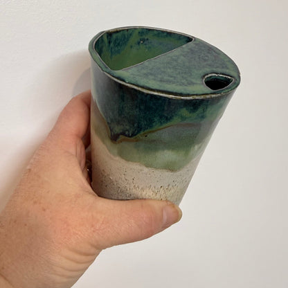 One of a Kind Large Winter Ocean Stoneware Sip Cup