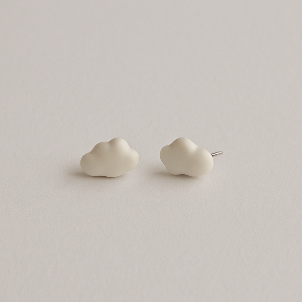 Tide + Form  White Clouds Porcelain Studs