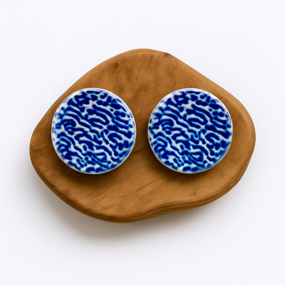 Large Porcelain Handpainted Stud Earrings