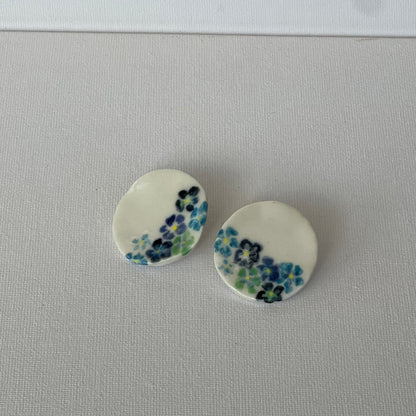 Large Porcelain Handpainted Stud Earrings