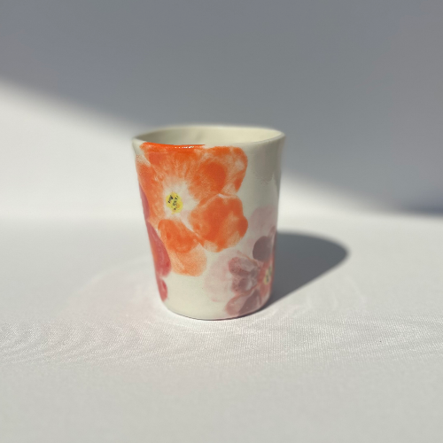 Porcelain cup, handpainted porcelain cup, ceramic cup, wine cup, tea cup.