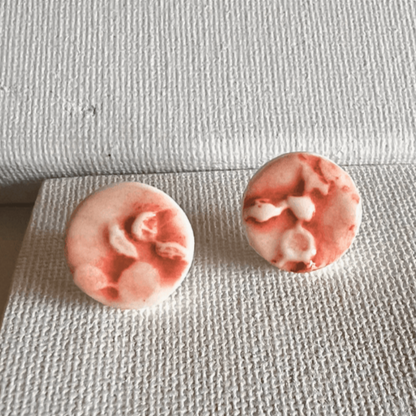 Porcelain earrings, red porcelain earrings. Stud earrings.