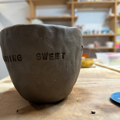 Large ceramic coffee mug for Dad, custom made from rich dark clay