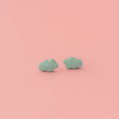 Laguna porcelain cloud earrings on soft pink background