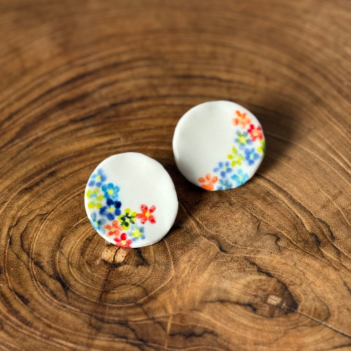 Ceramic Jewellery, earrings, porcelain studs, studs, large studs, stud earrings elegant earrings. One of a kind earrings. Bridal earrings.