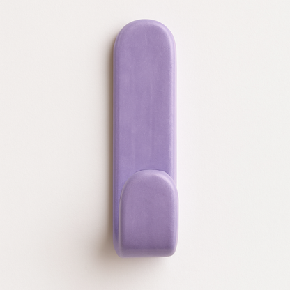 Lilac glazed ceramic wall hook on bathroom wall – part of the Colour Pop Collection.