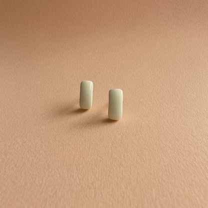 White porcelain bar earrings  - tide and form collection. Small stud earrings.