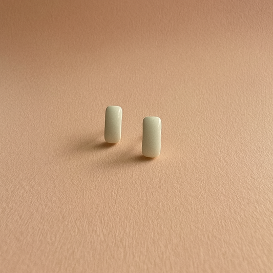 White porcelain bar earrings  - tide and form collection. Small stud earrings.