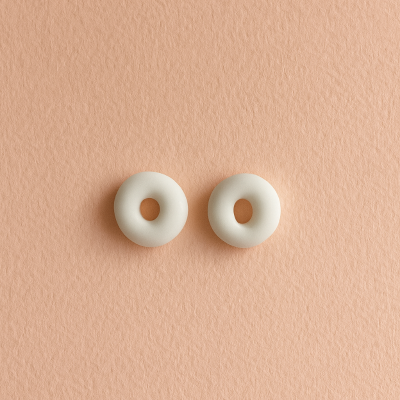Minimalist white ceramic earrings with stainless steel stud backs – Australian jewellery design